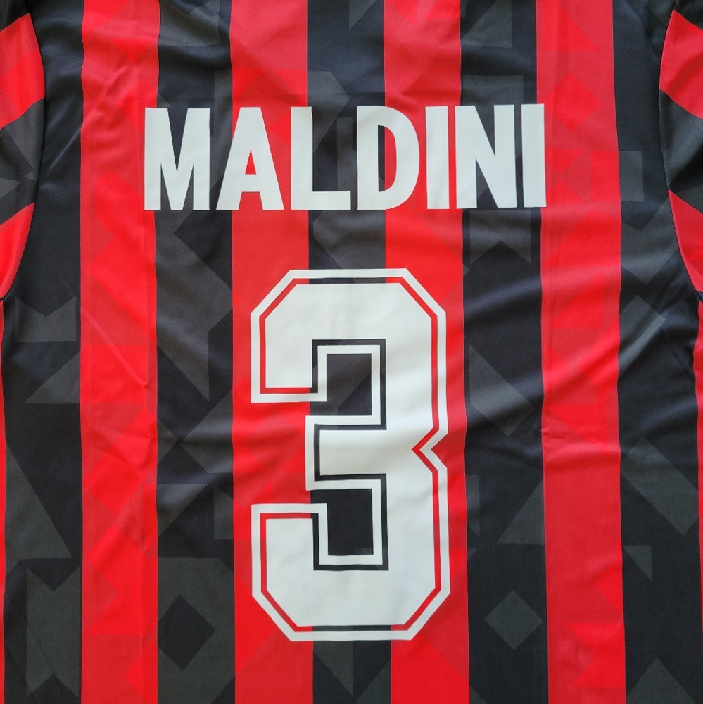 Paolo Maldini AC Milan New Men's Retro Long Sleeve Lotto Soccer Jersey - Picture 8 of 9